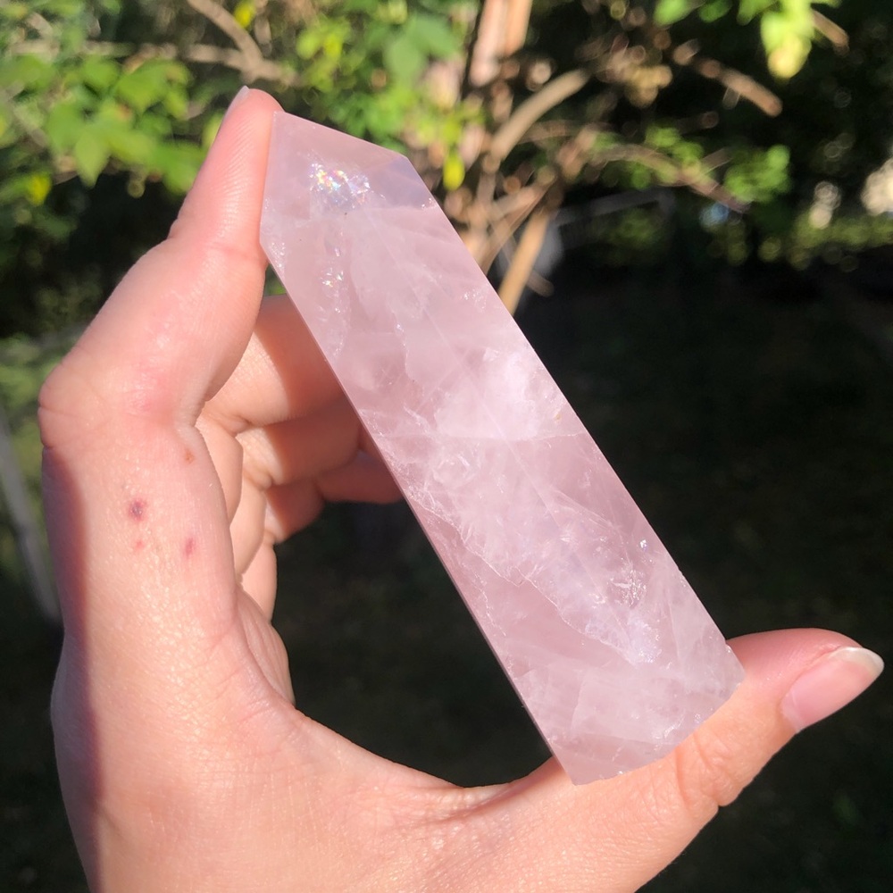Rose quartz crystal tower point